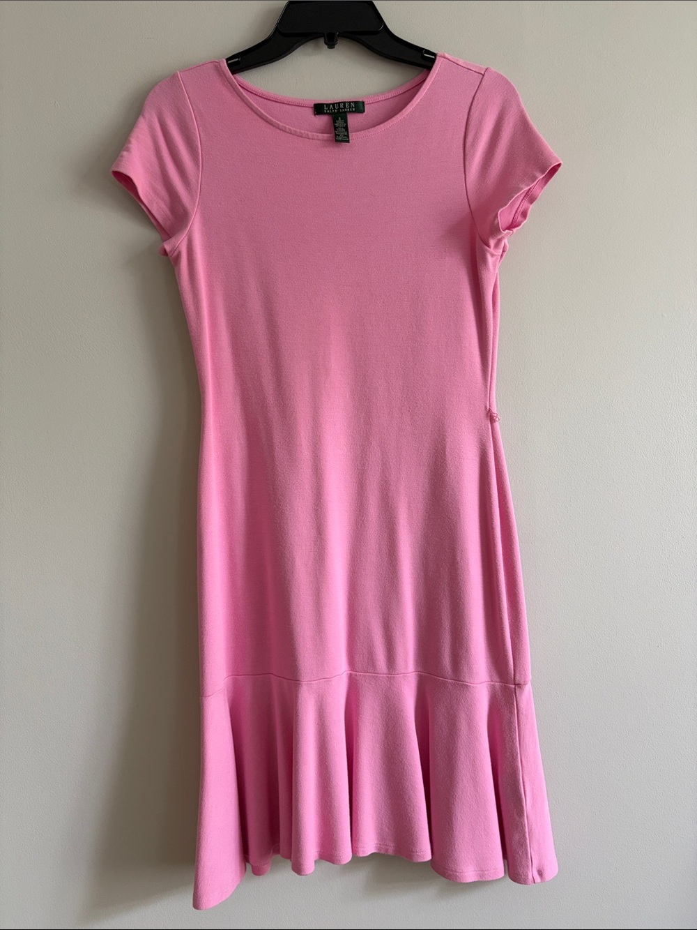 Lauren Ralph Lauren Pink Short-Sleeve Flare-Hem Dress